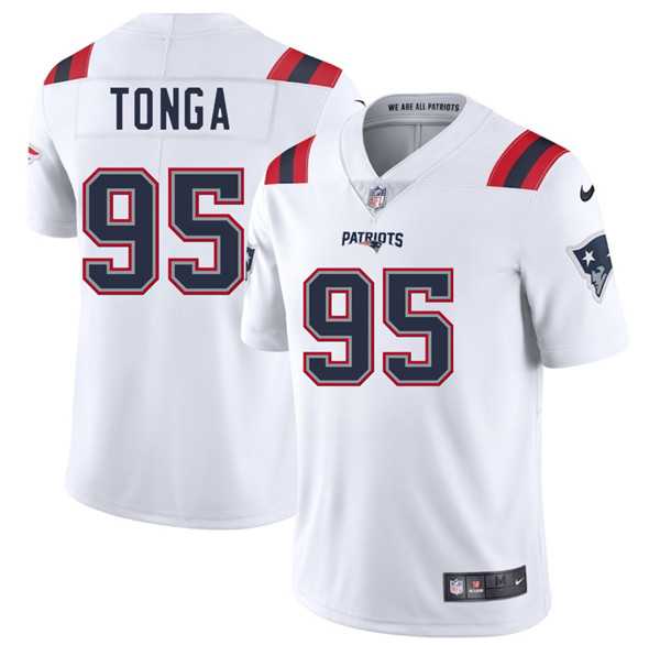 Men & Women & Youth New England Patriots #95 Khyiris Tonga White 2025 Vapor Limited Stitched Jersey